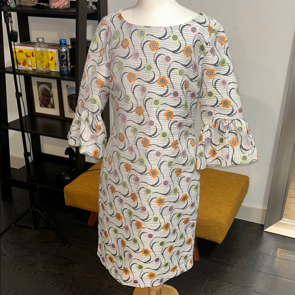 Karl Lagerfeld White Floral Long Sleeve Dress